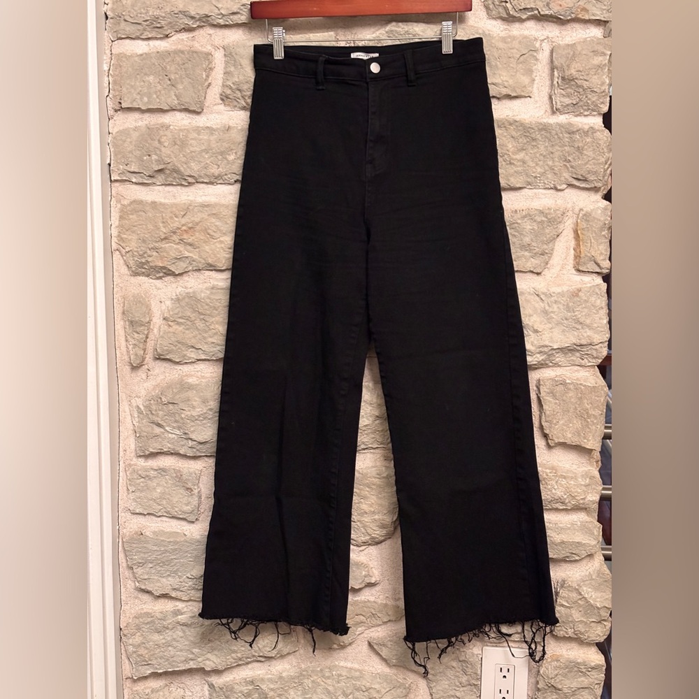 Wide Leg Black Denim Jeans